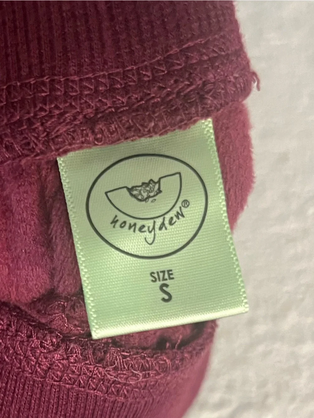 Honeydew Women’s Small Burgundy Velour Lounge Set Sweatshirt Jogger Pants